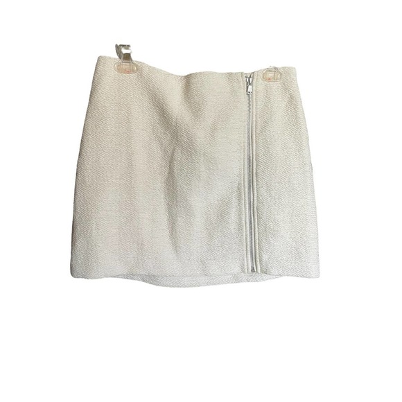 ECATE High Waist Mini Brocade Skirt Side Front Zip Size 8 Cream - Picture 5 of 6